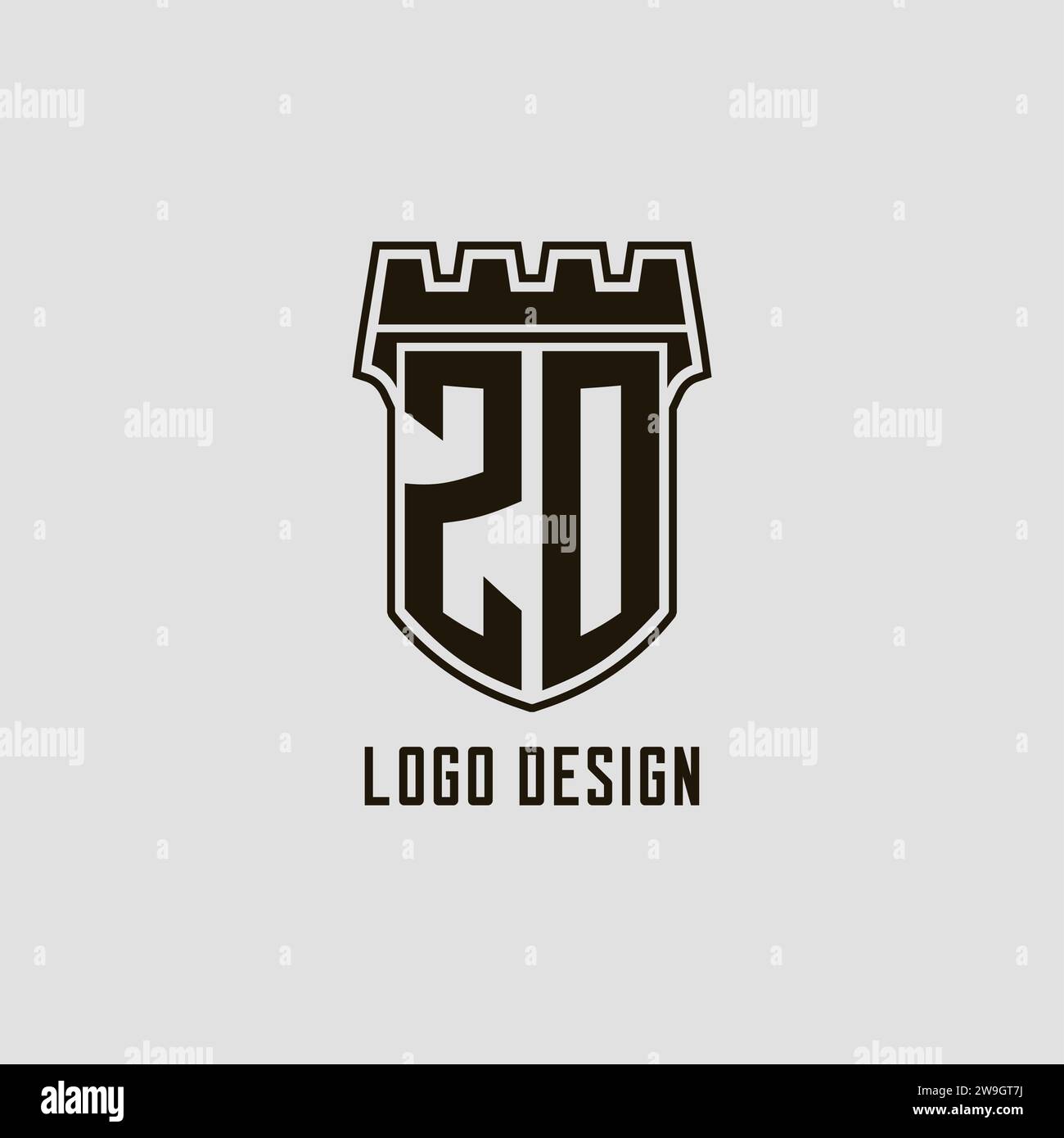 Monogram ZO with shield fortress logo design style vector graphic Stock ...