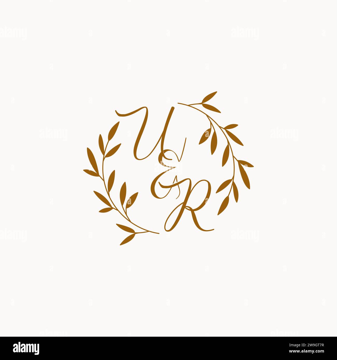 UR initial wedding monogram logo design Stock Vector