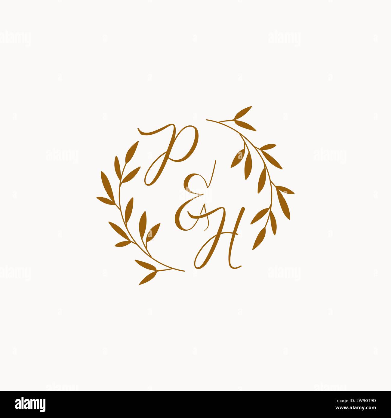 PH initial wedding monogram logo design Stock Vector