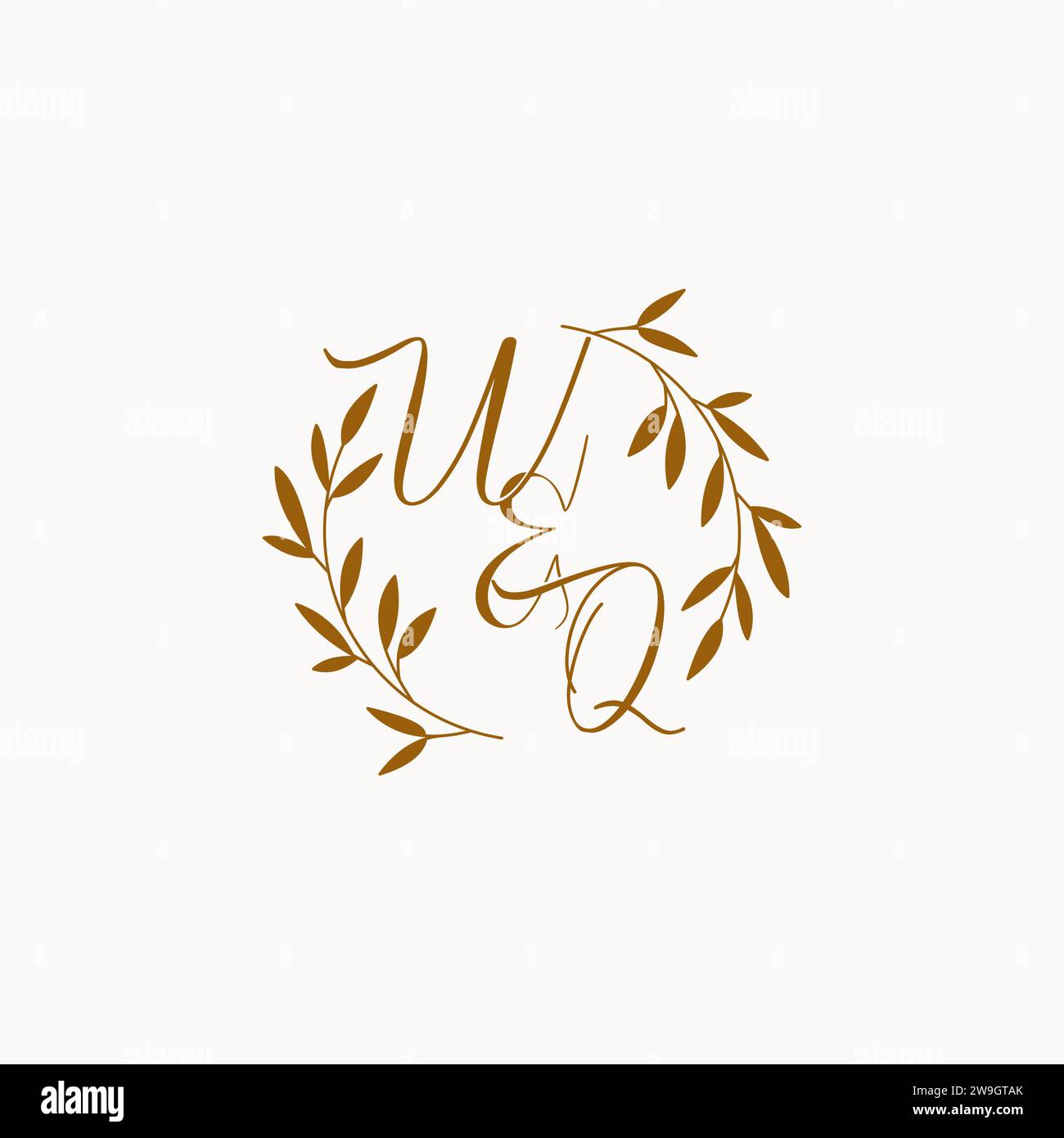 WQ initial wedding monogram logo design Stock Vector