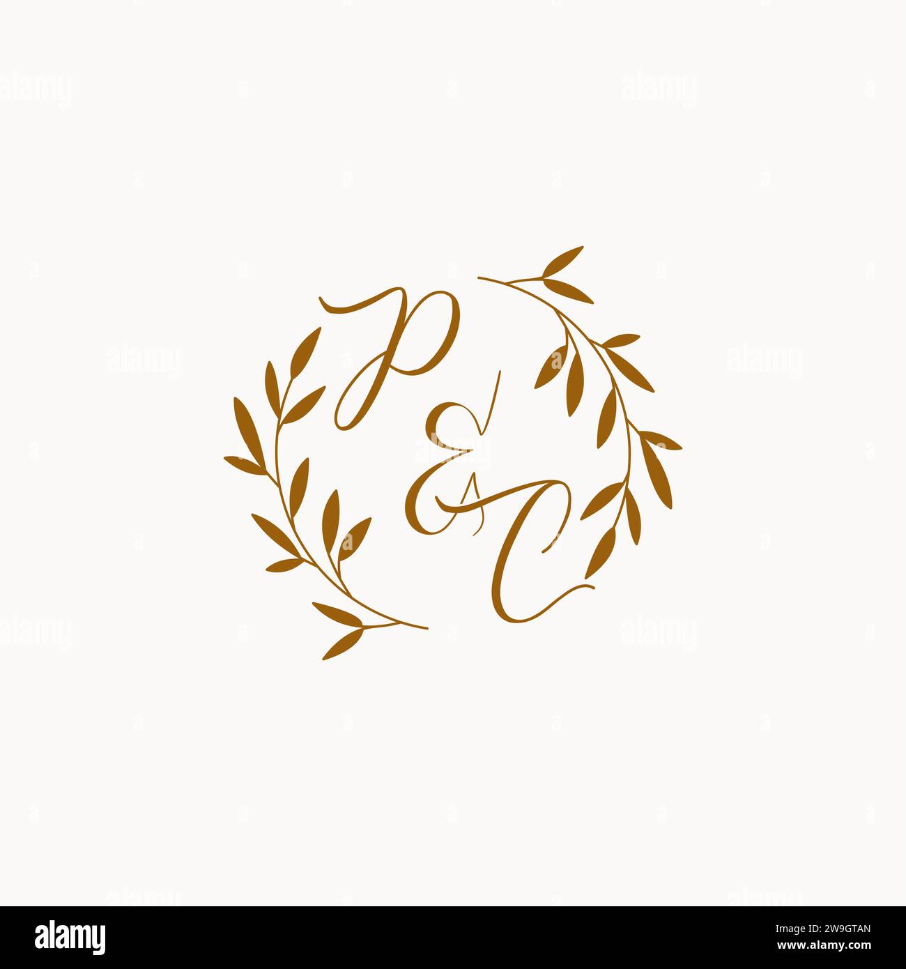 PC initial wedding monogram logo design Stock Vector