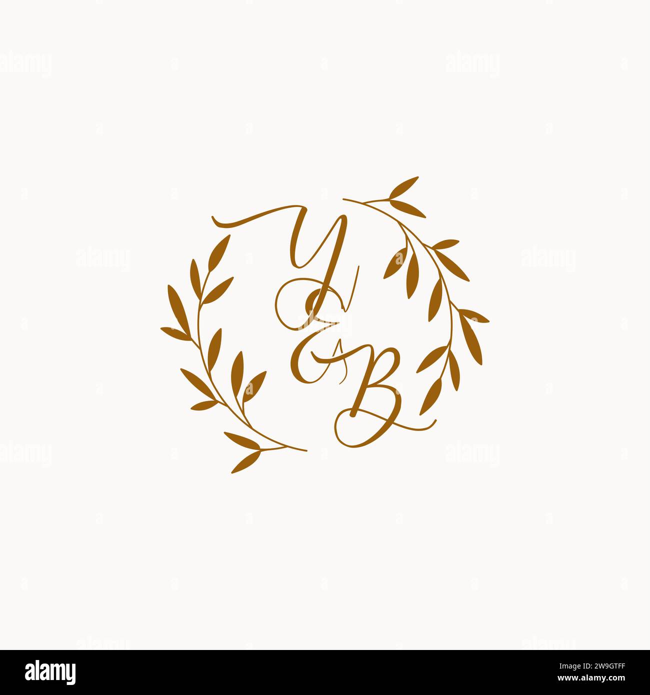 YB initial wedding monogram logo design Stock Vector