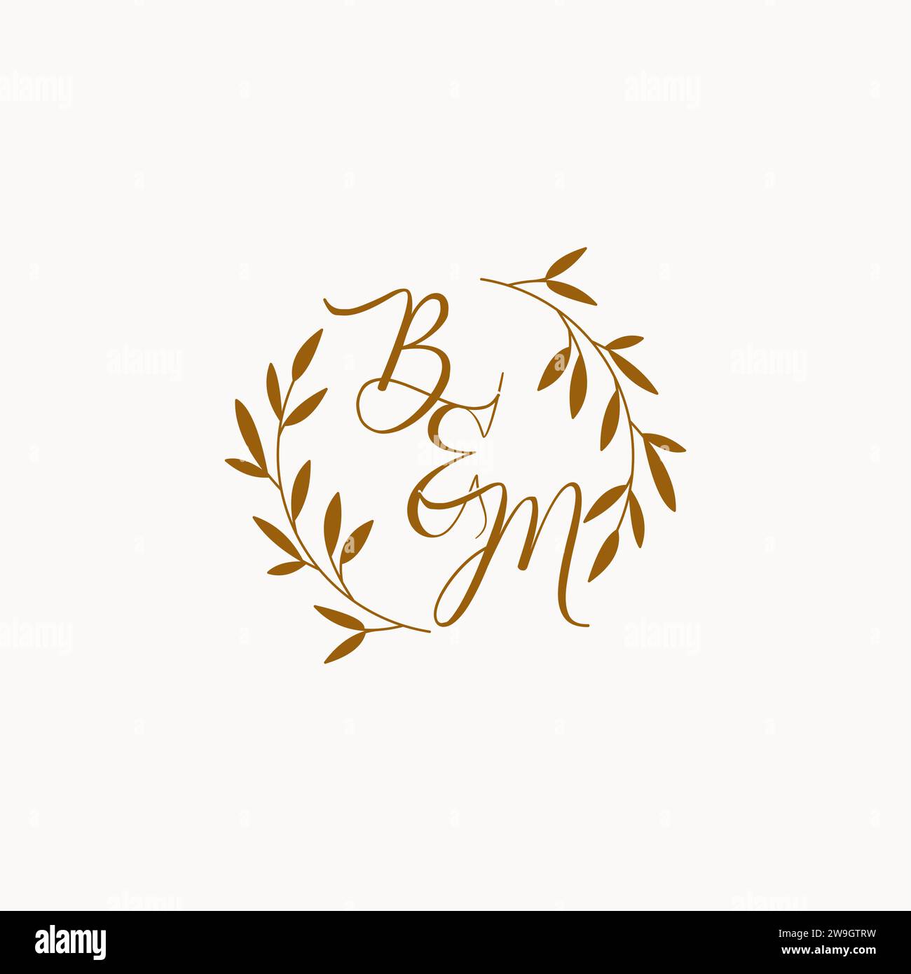BM initial wedding monogram logo design Stock Vector