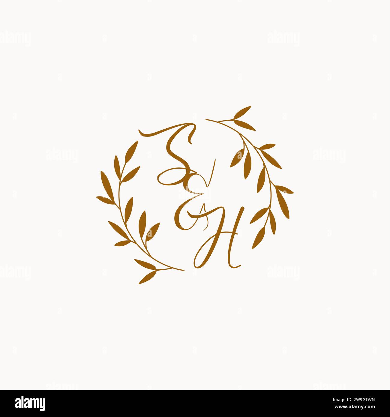 SH initial wedding monogram logo design Stock Vector