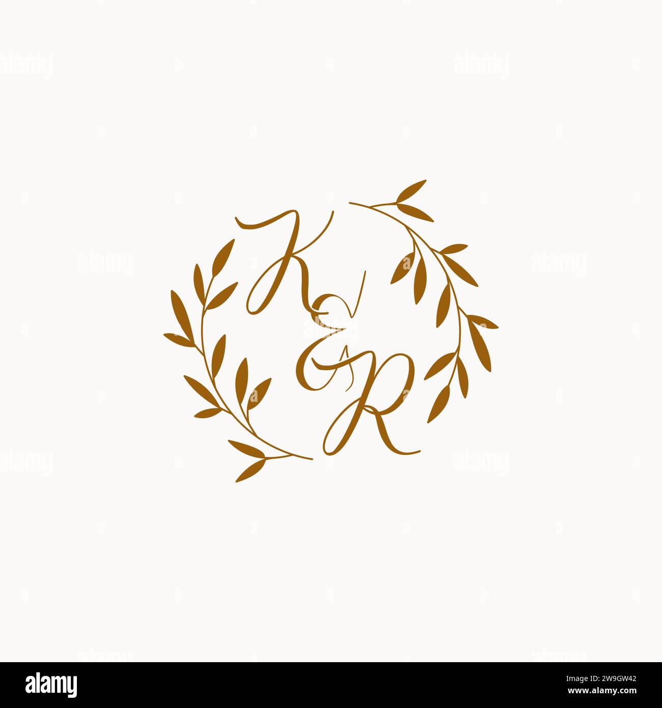 KR initial wedding monogram logo design Stock Vector