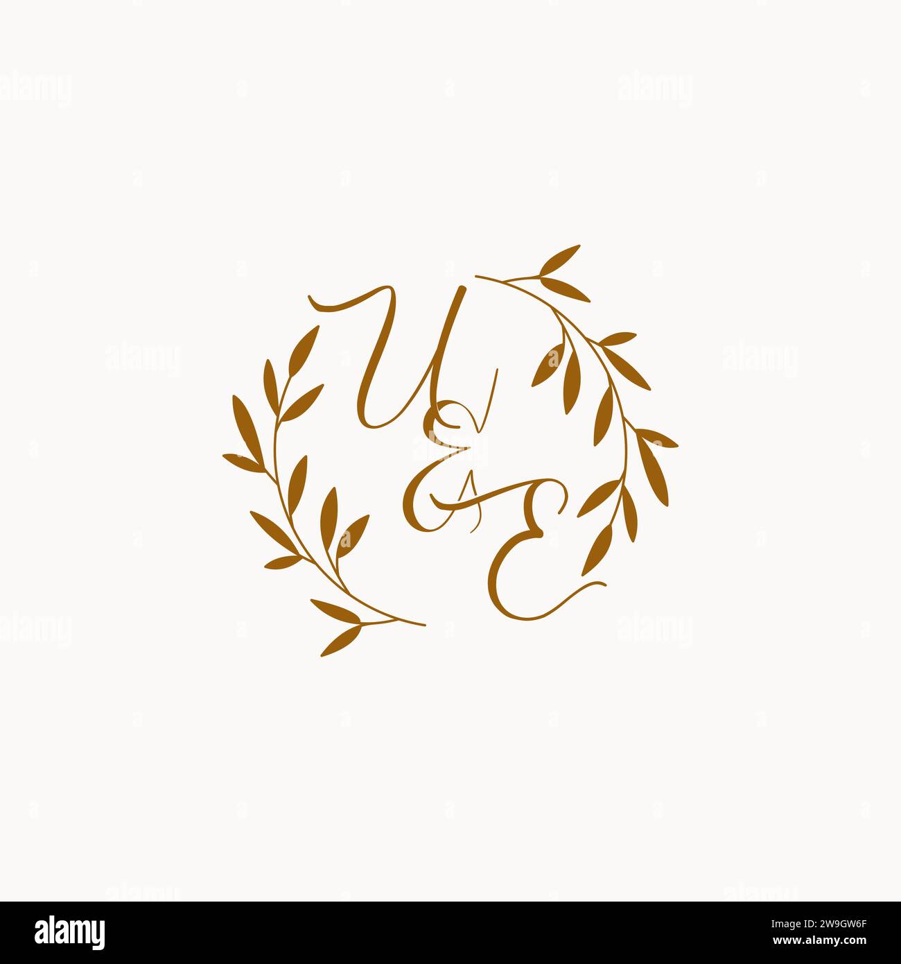 UE initial wedding monogram logo design Stock Vector