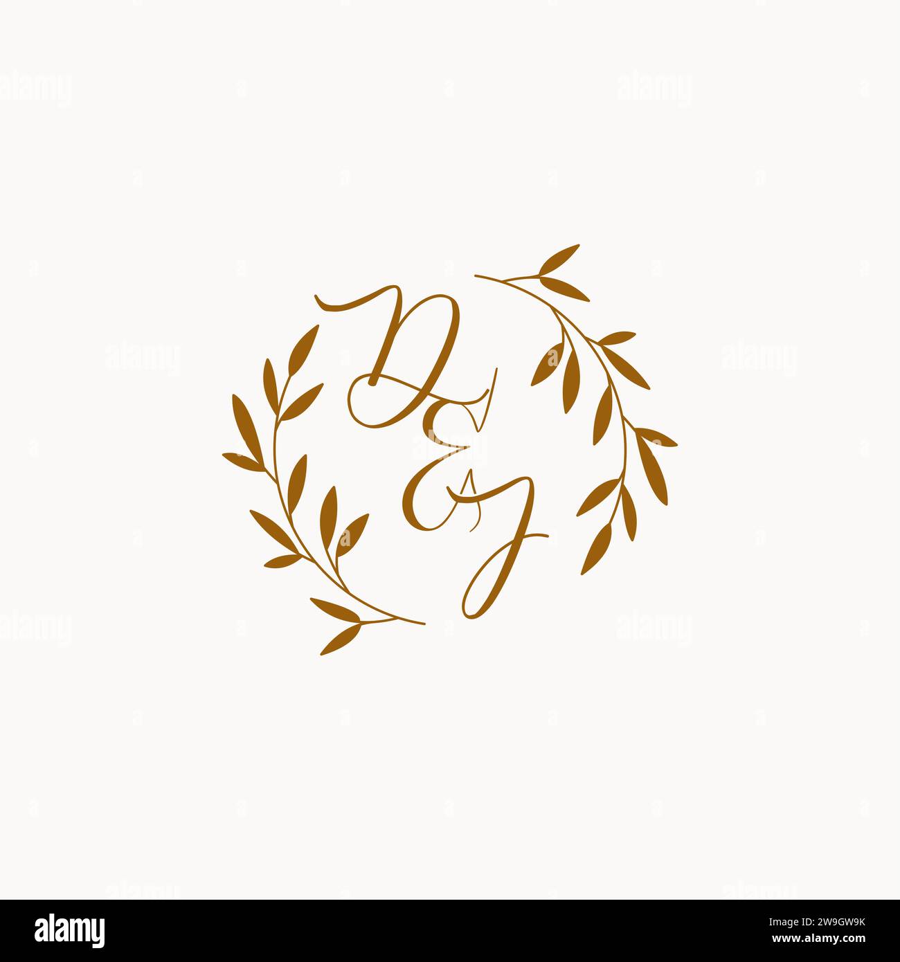 DJ initial wedding monogram logo design Stock Vector