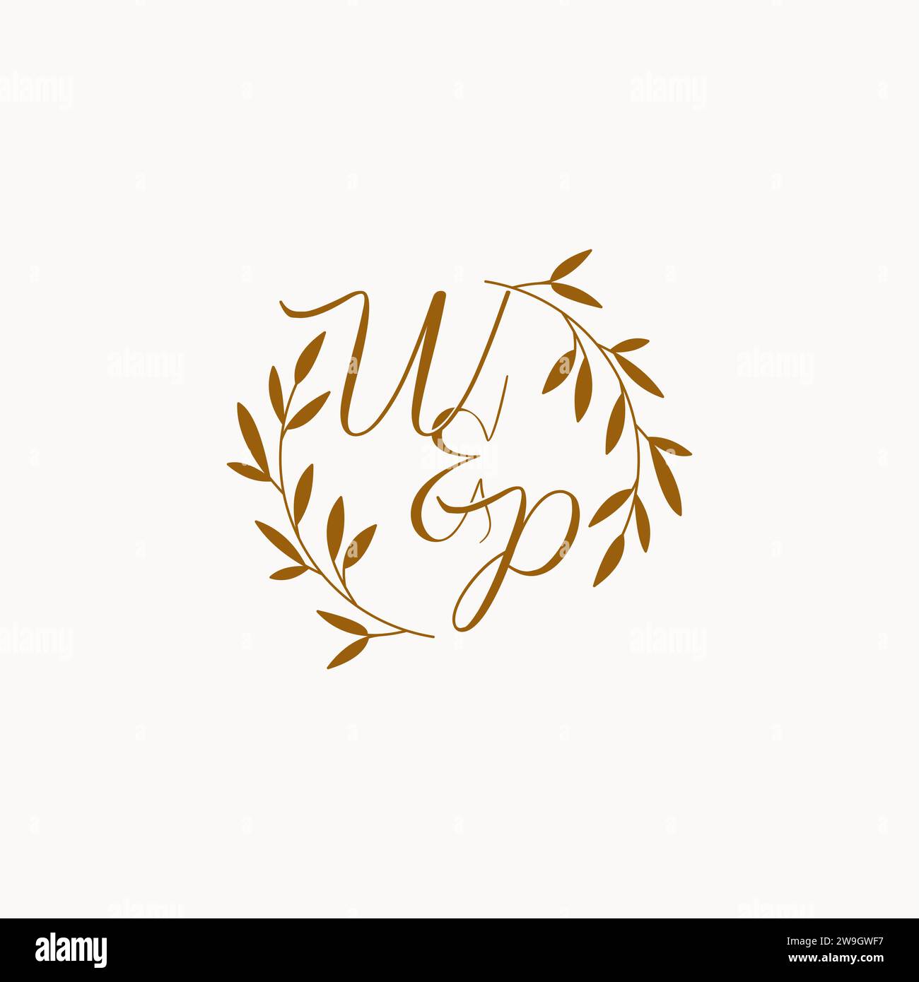 WP initial wedding monogram logo design Stock Vector