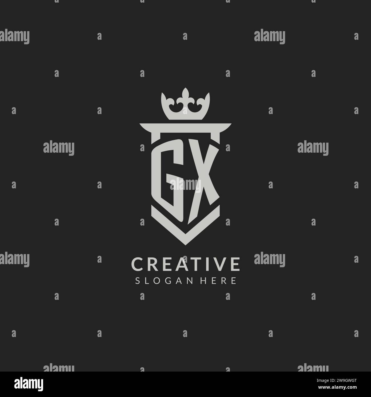 Initial GX shield and crown logo style vector graphic Stock Vector ...