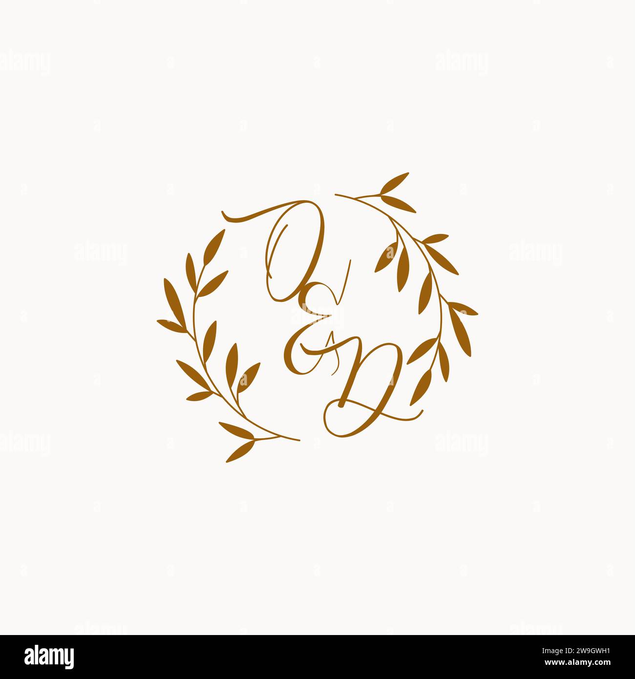 OD initial wedding monogram logo design Stock Vector