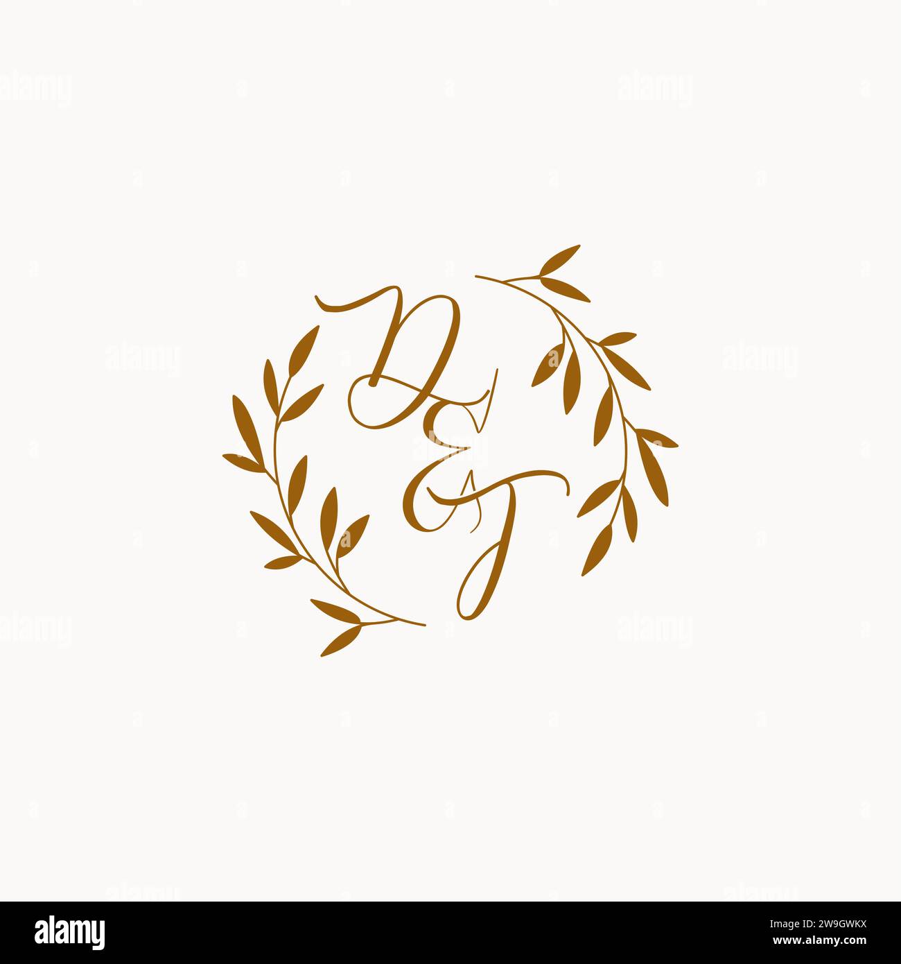 DT initial wedding monogram logo design Stock Vector