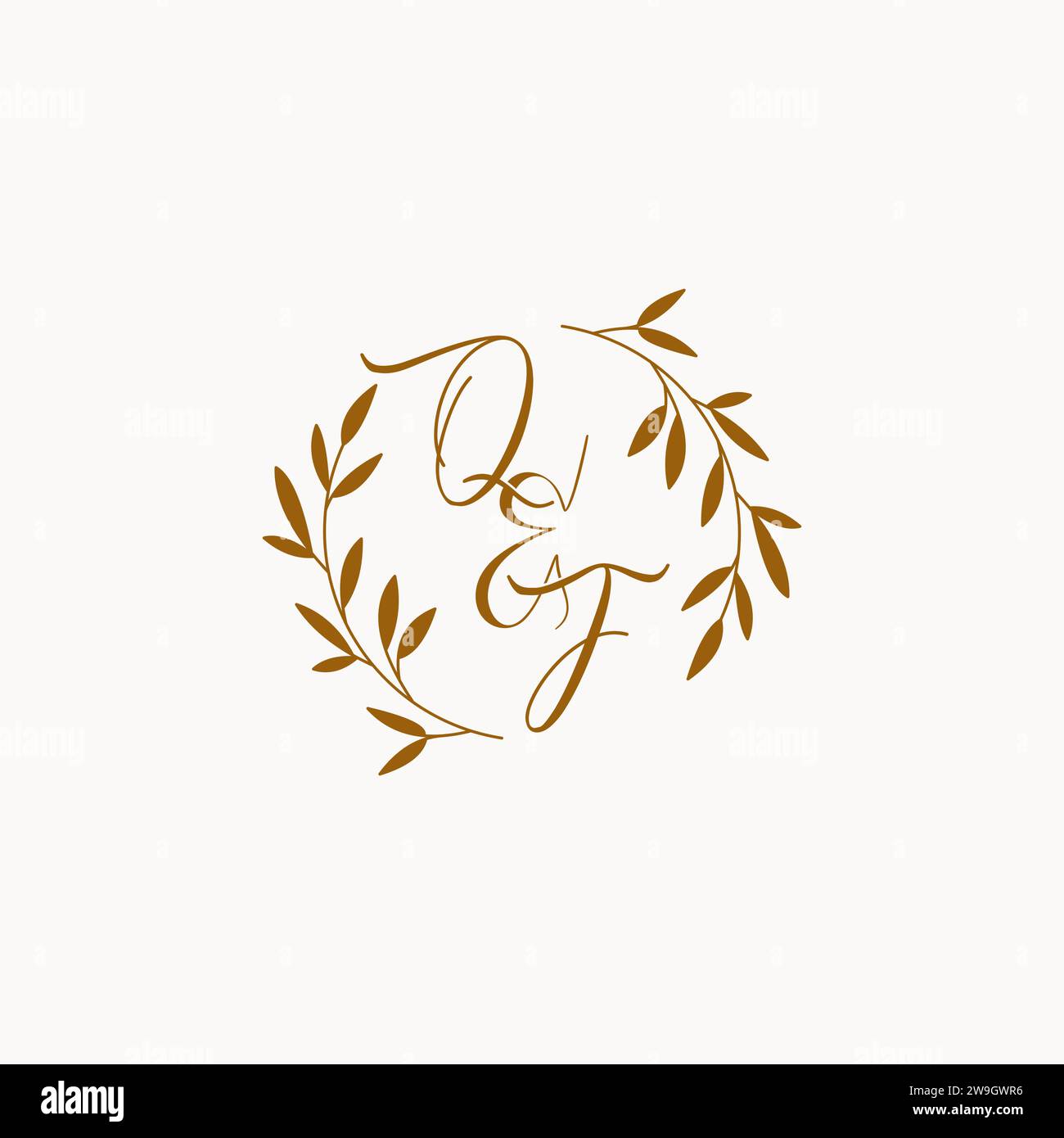 QF initial wedding monogram logo design Stock Vector