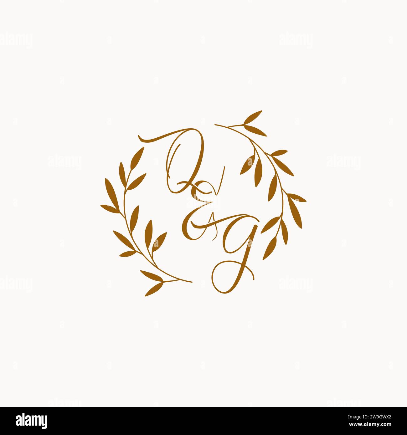 QG initial wedding monogram logo design Stock Vector