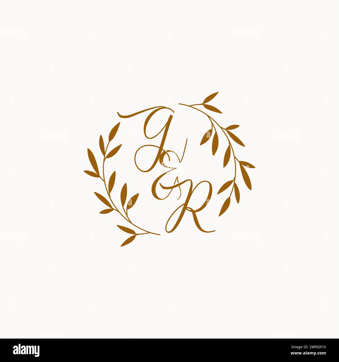 GR initial wedding monogram logo design Stock Vector
