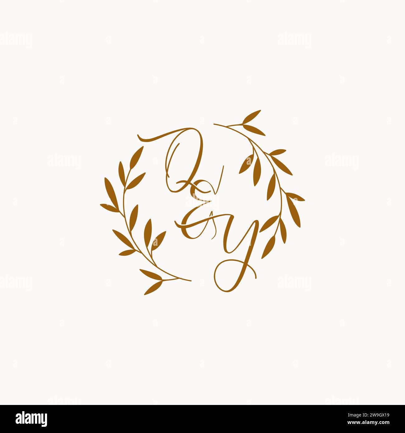 QY initial wedding monogram logo design Stock Vector