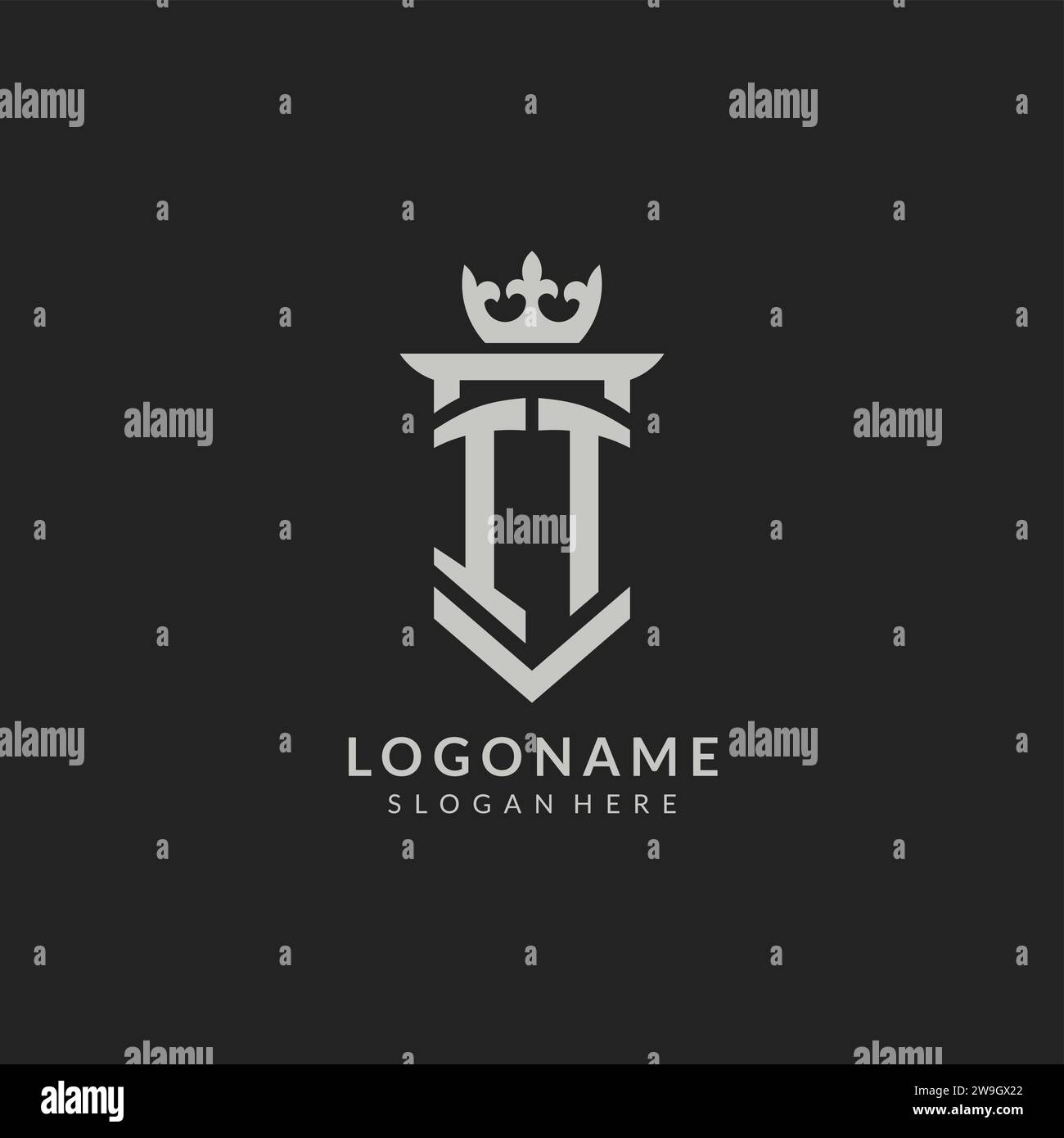 Initial IT shield and crown logo style vector graphic Stock Vector ...