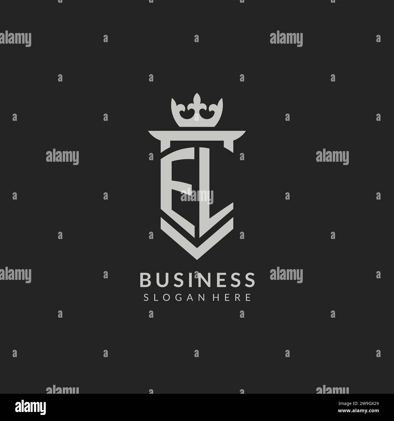 Initial EL shield and crown logo style vector graphic Stock Vector ...