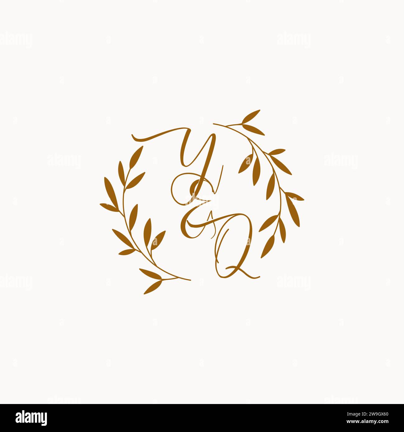 YQ initial wedding monogram logo design Stock Vector