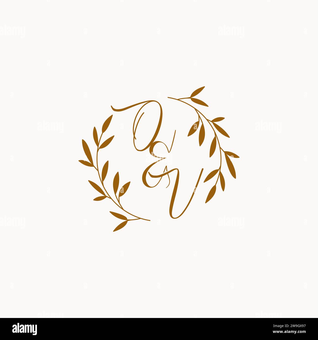 OV initial wedding monogram logo design Stock Vector