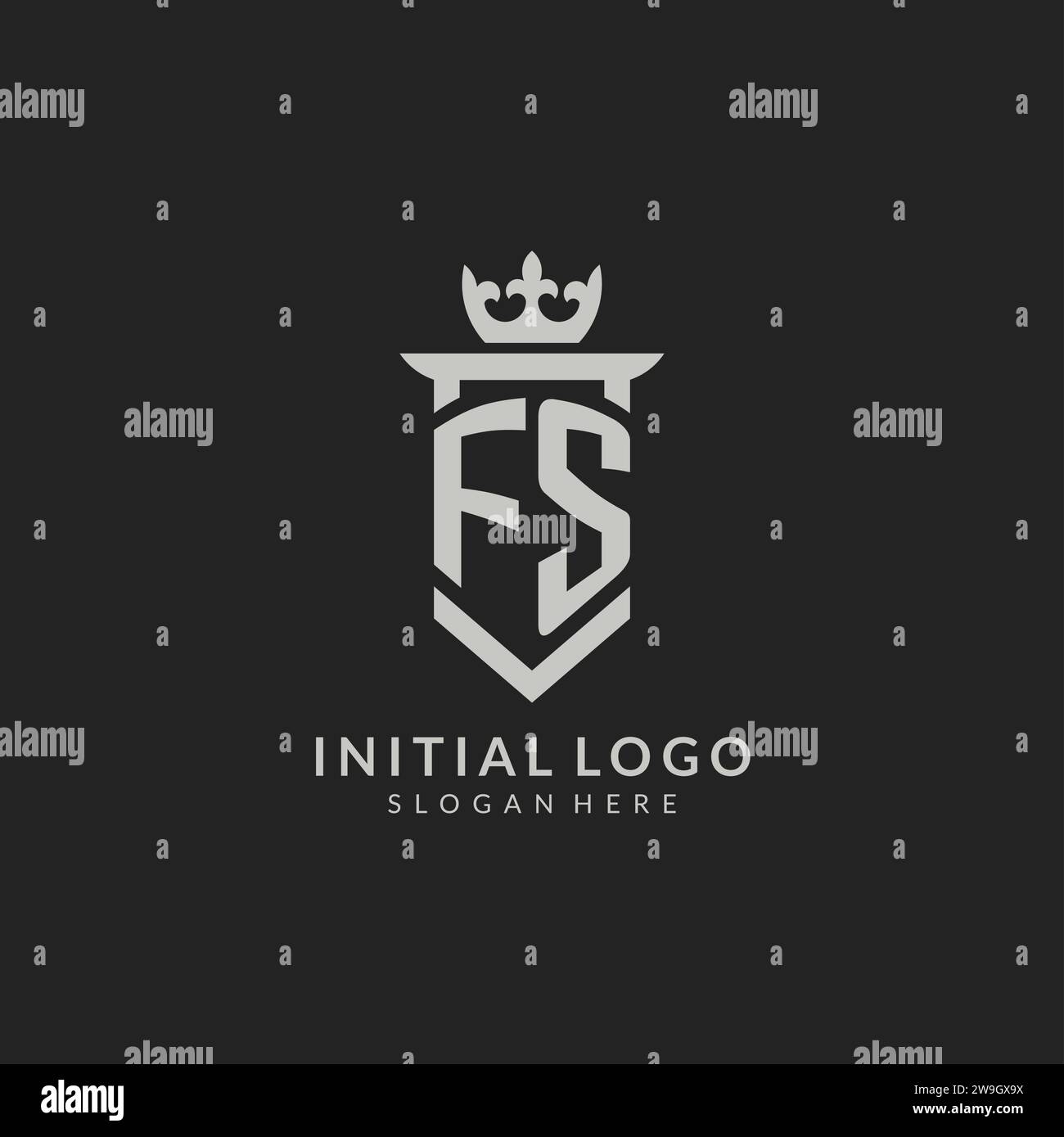 Initial FS shield and crown logo style vector graphic Stock Vector ...