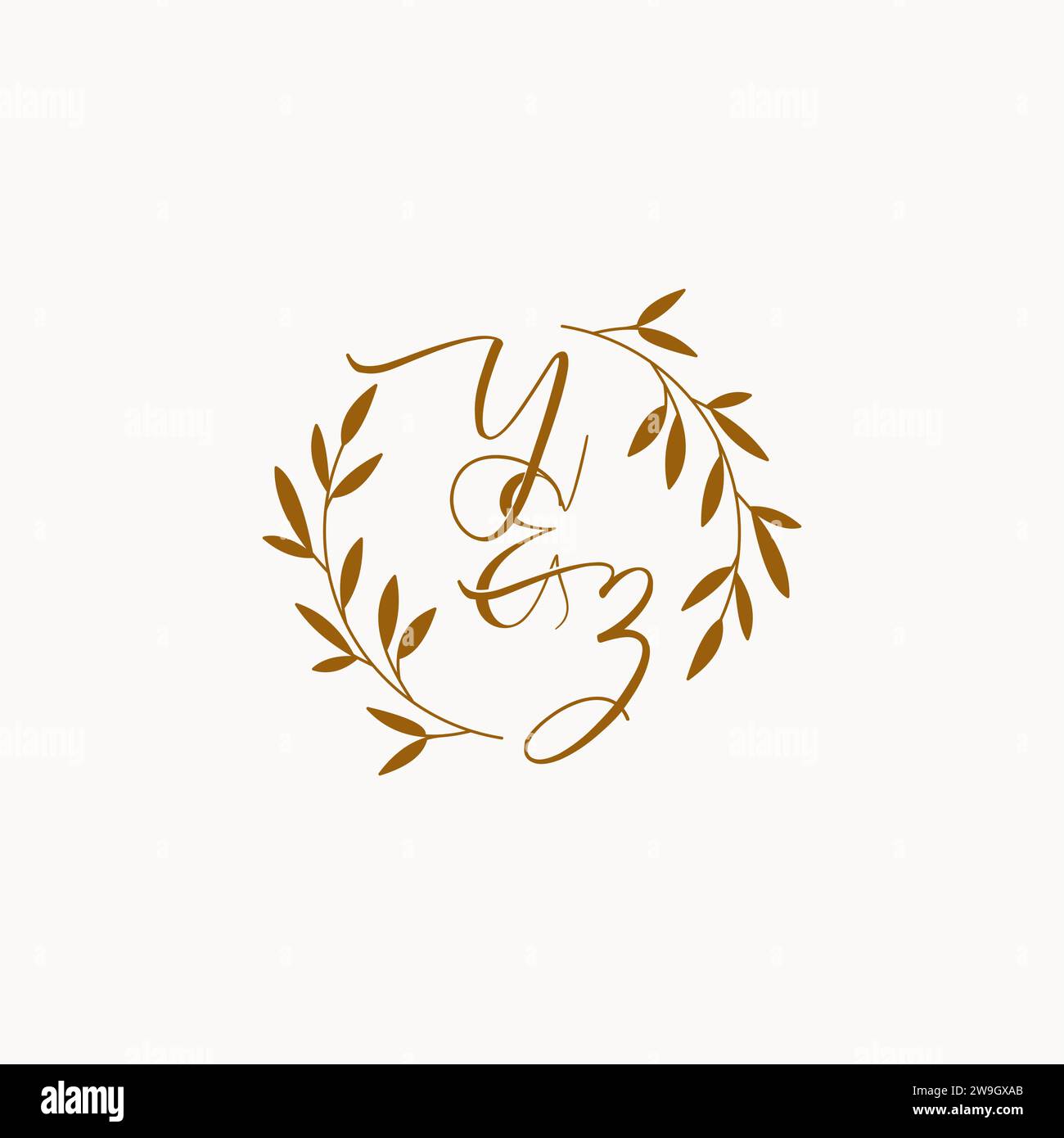 YZ initial wedding monogram logo design Stock Vector
