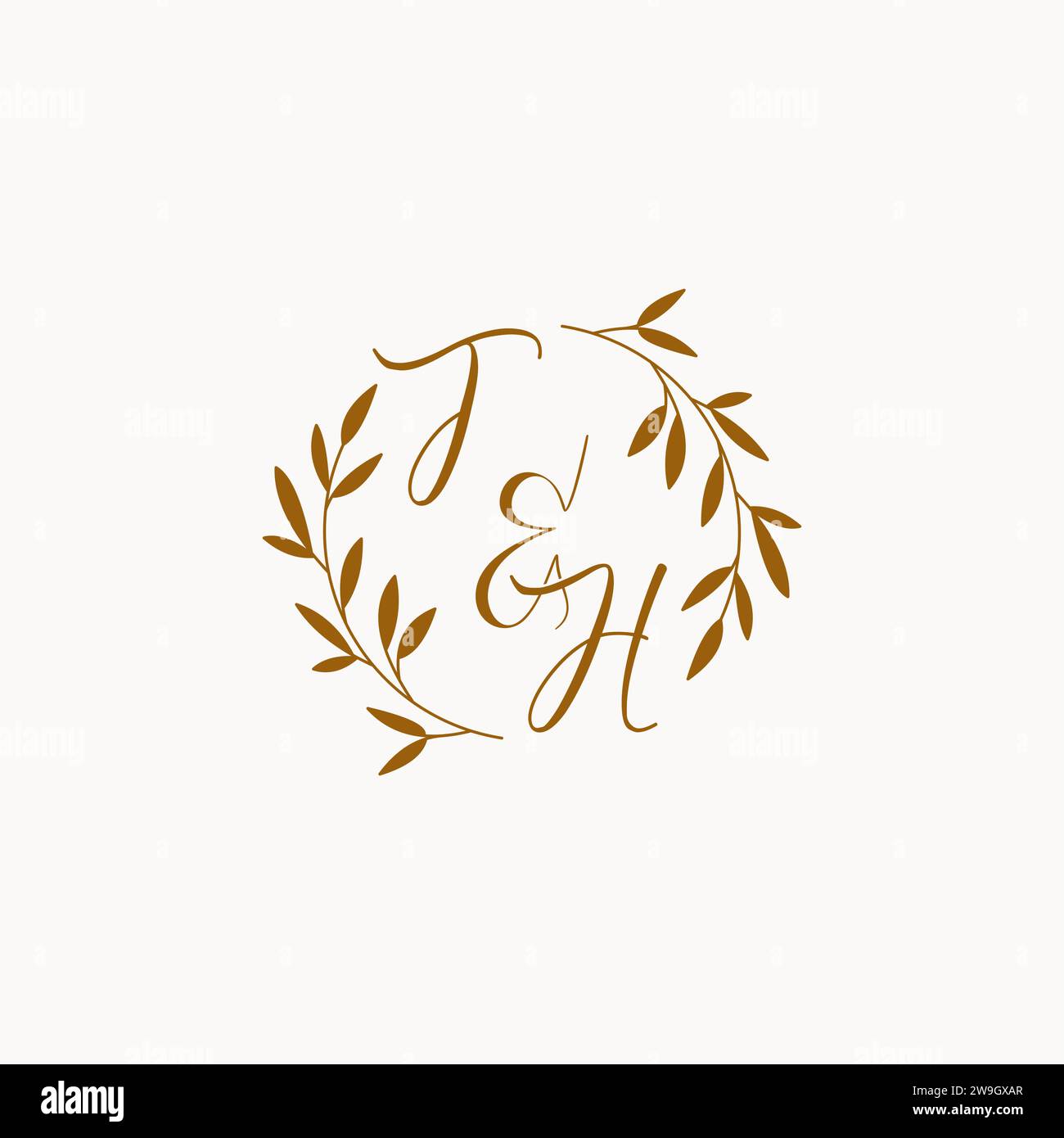 TH initial wedding monogram logo design Stock Vector