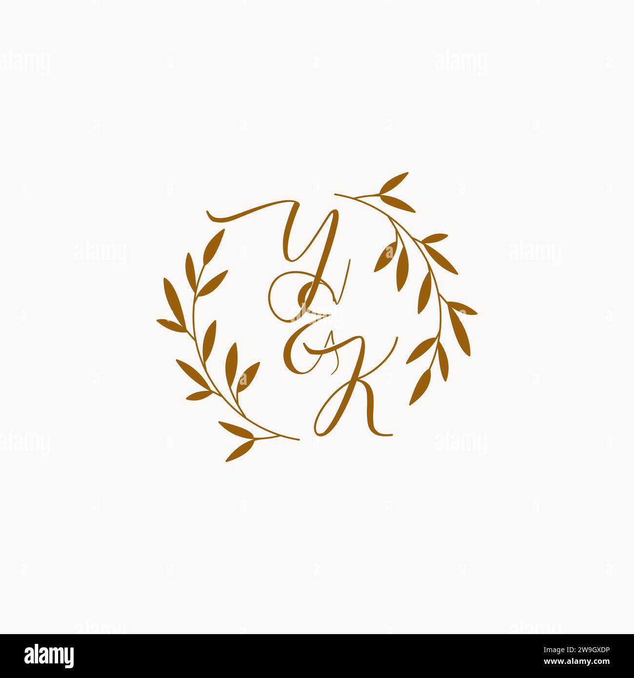 YK initial wedding monogram logo design Stock Vector