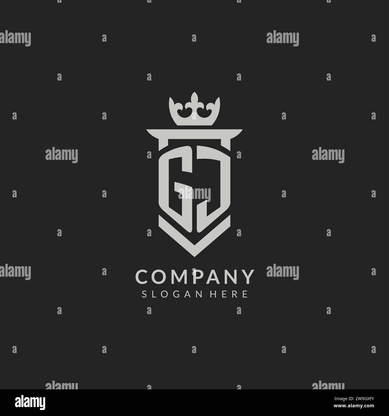 Initial GJ shield and crown logo style vector graphic Stock Vector ...