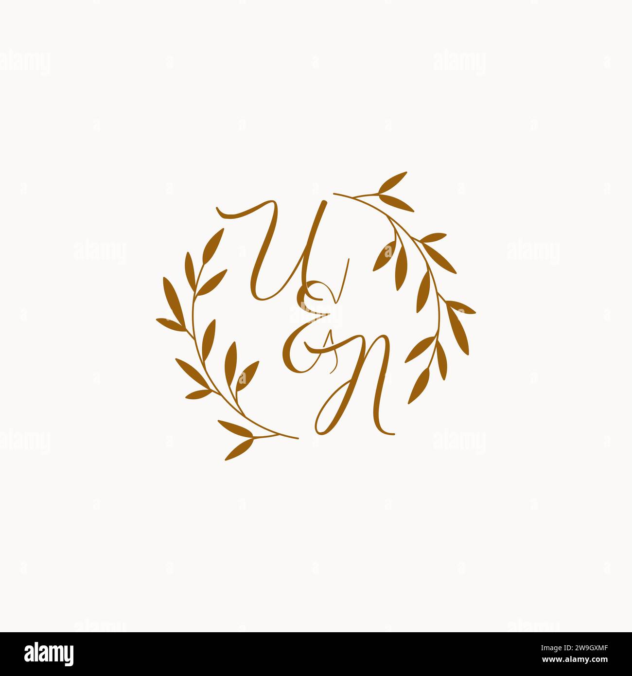 UN initial wedding monogram logo design Stock Vector