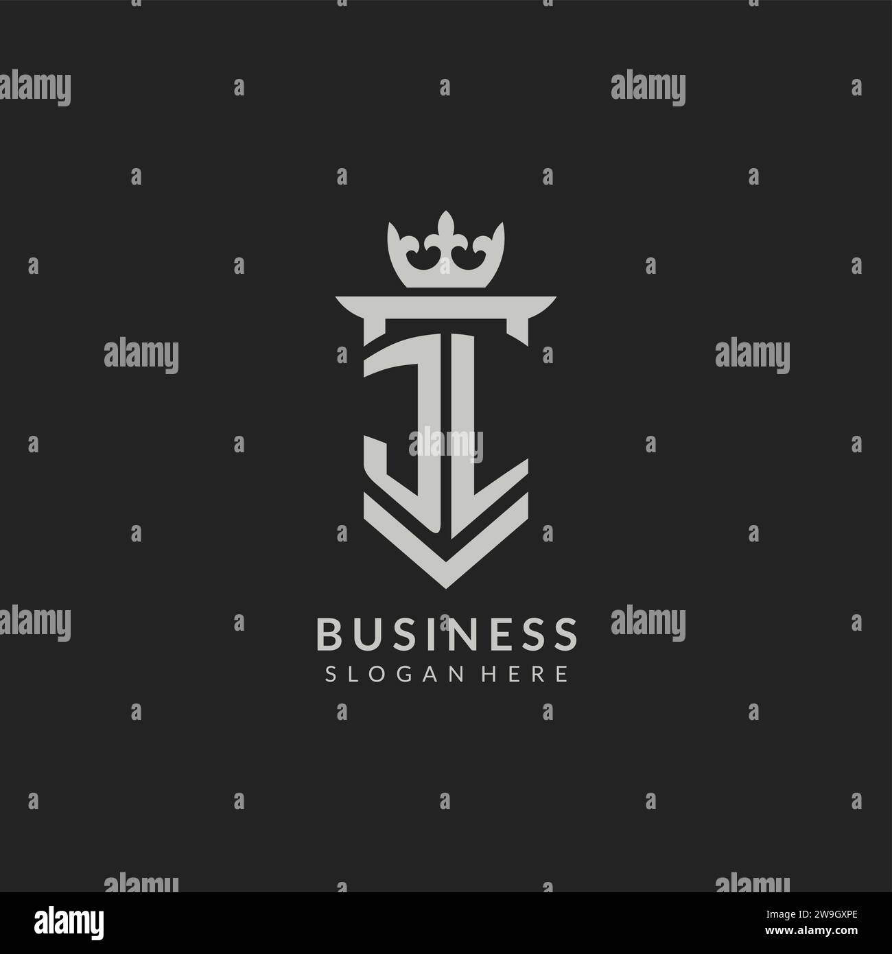 Initial JL shield and crown logo style vector graphic Stock Vector