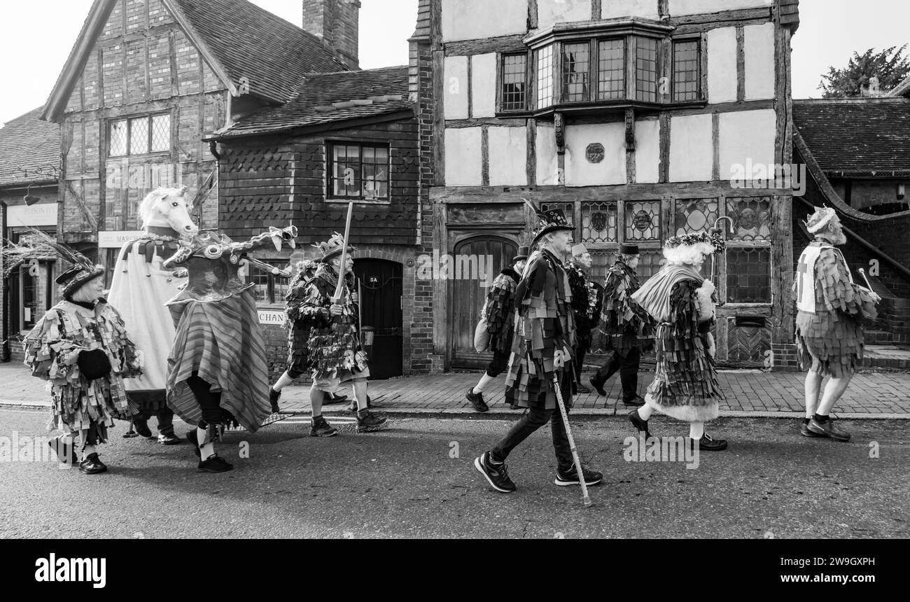 The Ditchling Mummers set off to perform on Boxing Day. Mummers' plays