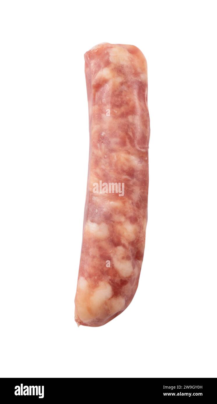 Raw Taiwanese sausage in garlic flavor isolated on white background, clipping path. Stock Photo