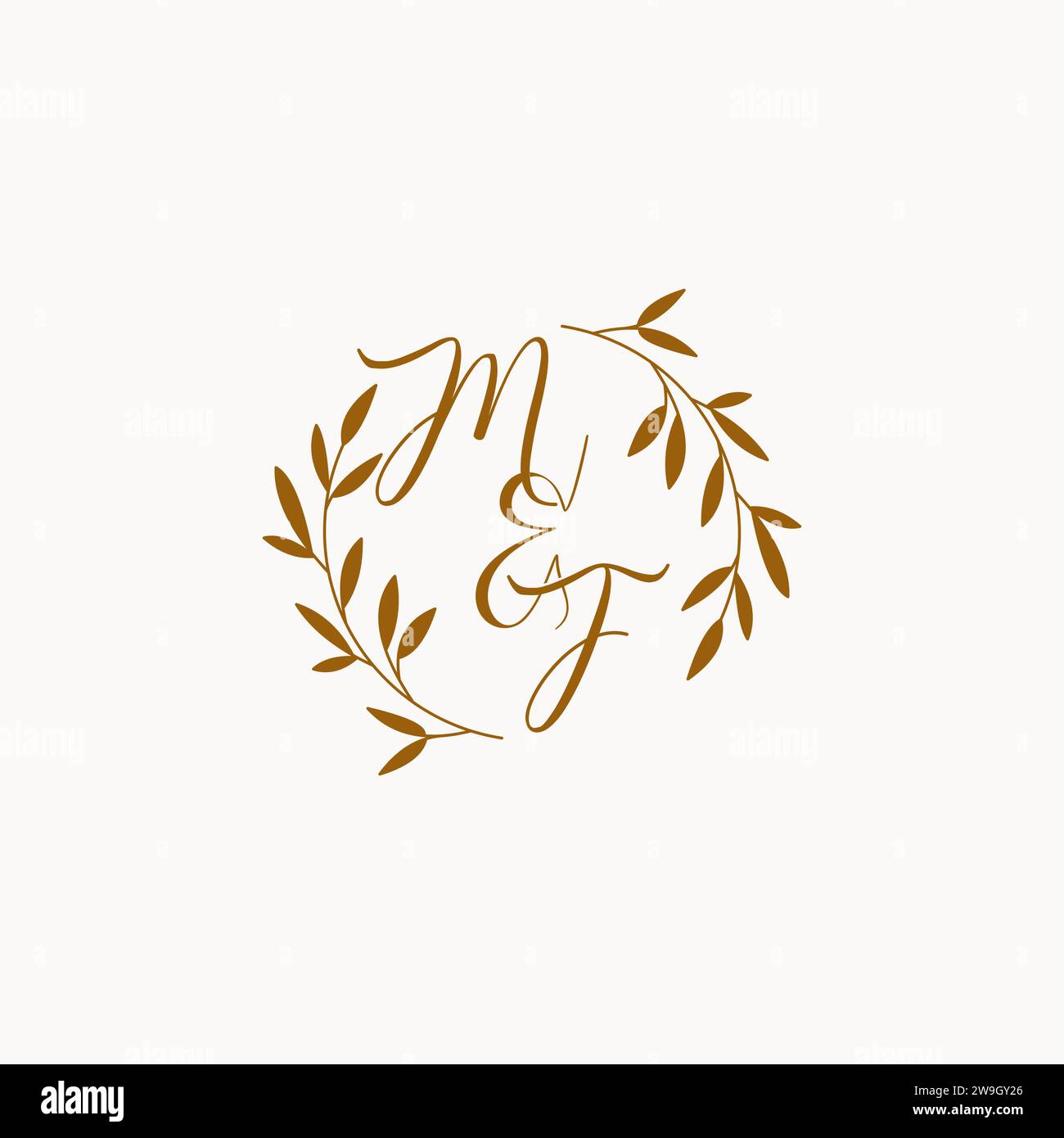 MF initial wedding monogram logo design Stock Vector