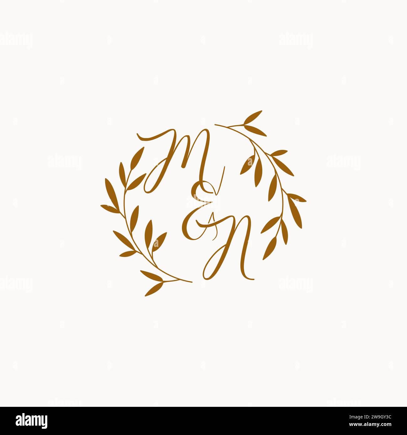 MN initial wedding monogram logo design Stock Vector