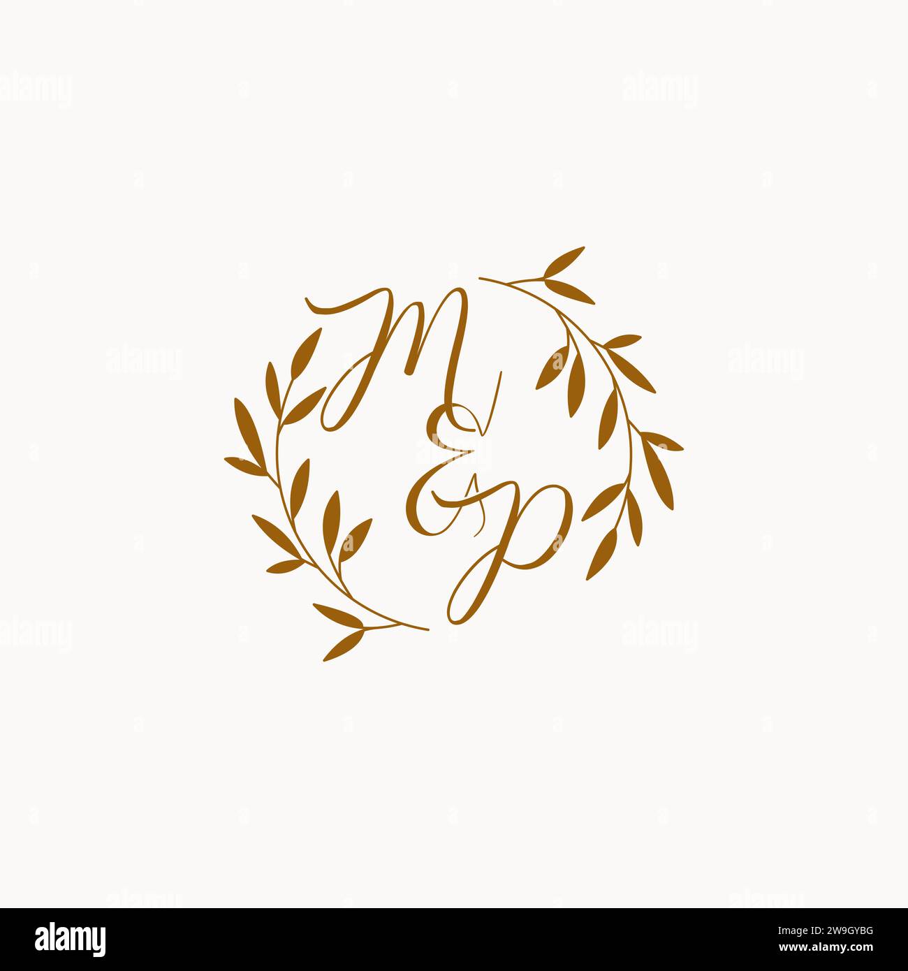 MP initial wedding monogram logo design Stock Vector