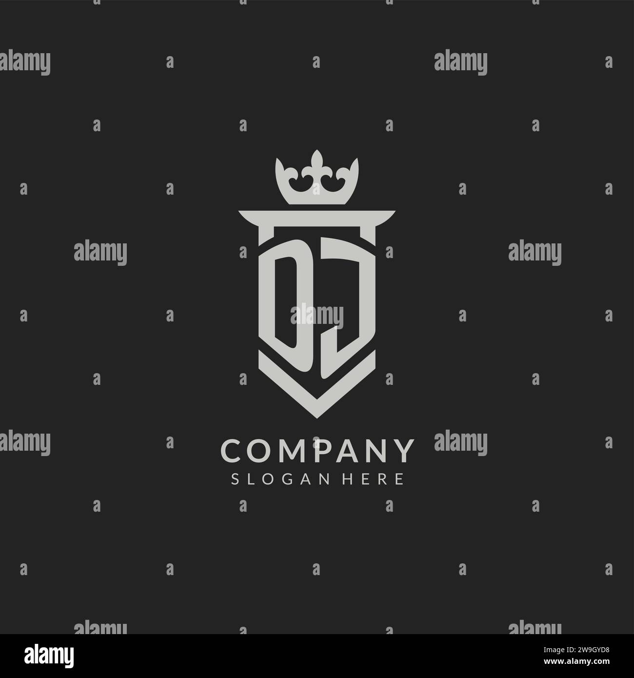 Initial DJ shield and crown logo style vector graphic Stock Vector ...