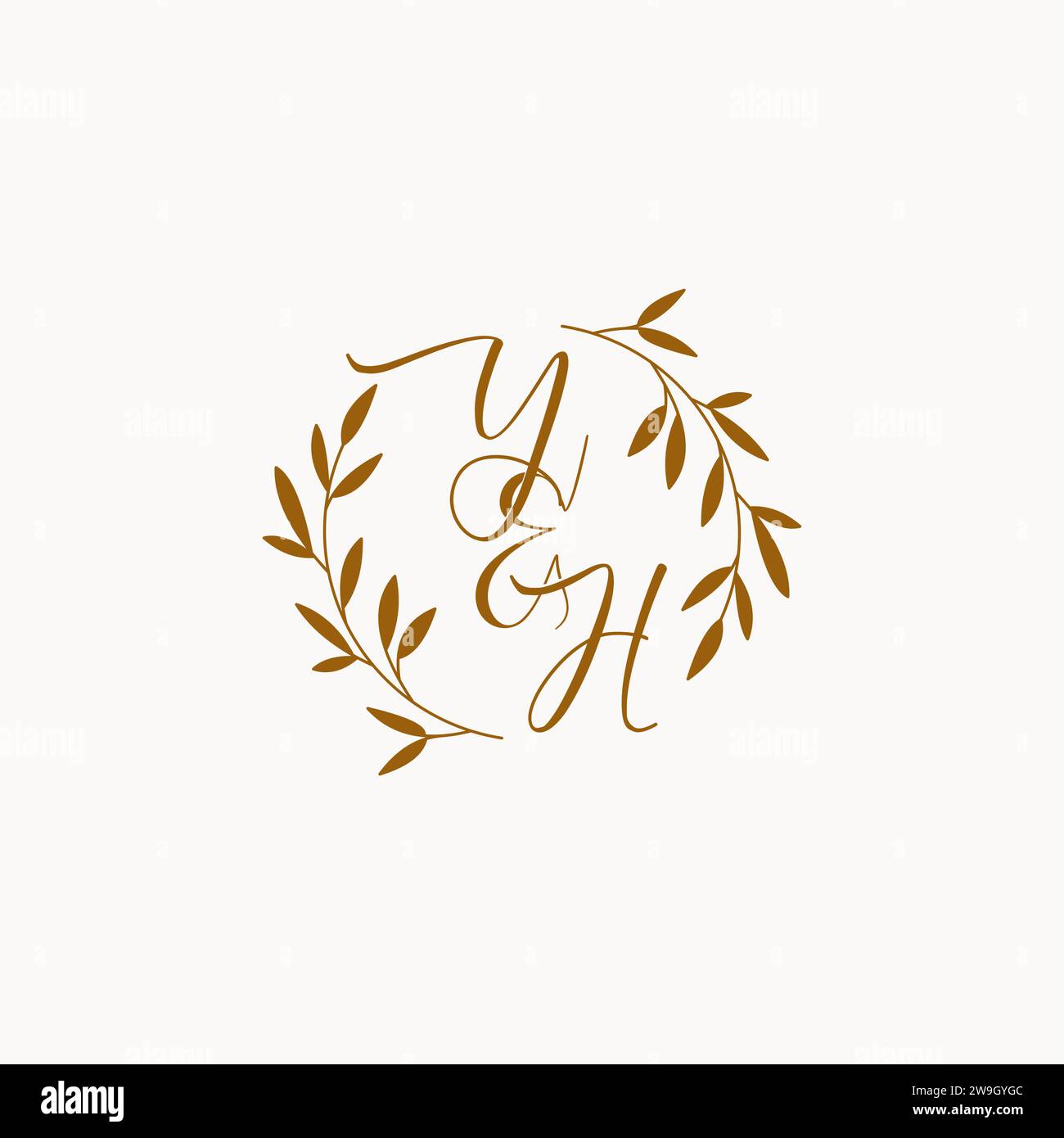 YH initial wedding monogram logo design Stock Vector