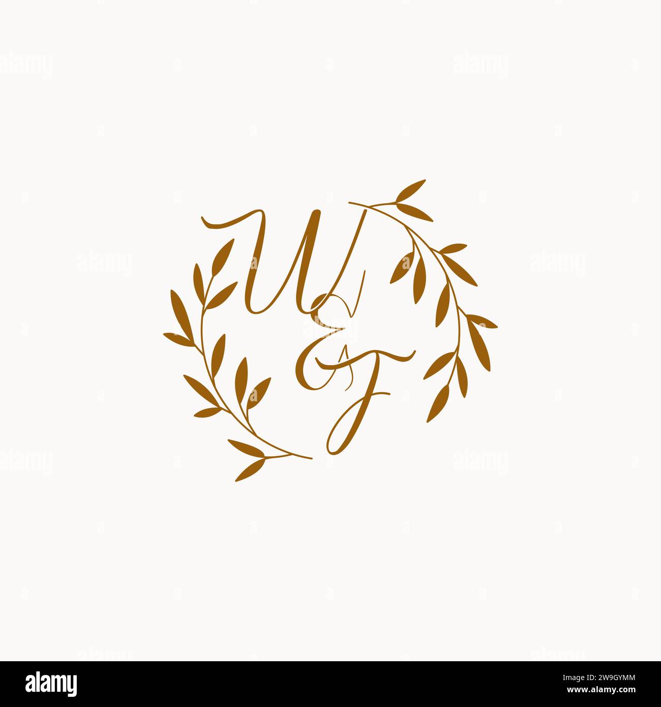 WF initial wedding monogram logo design Stock Vector