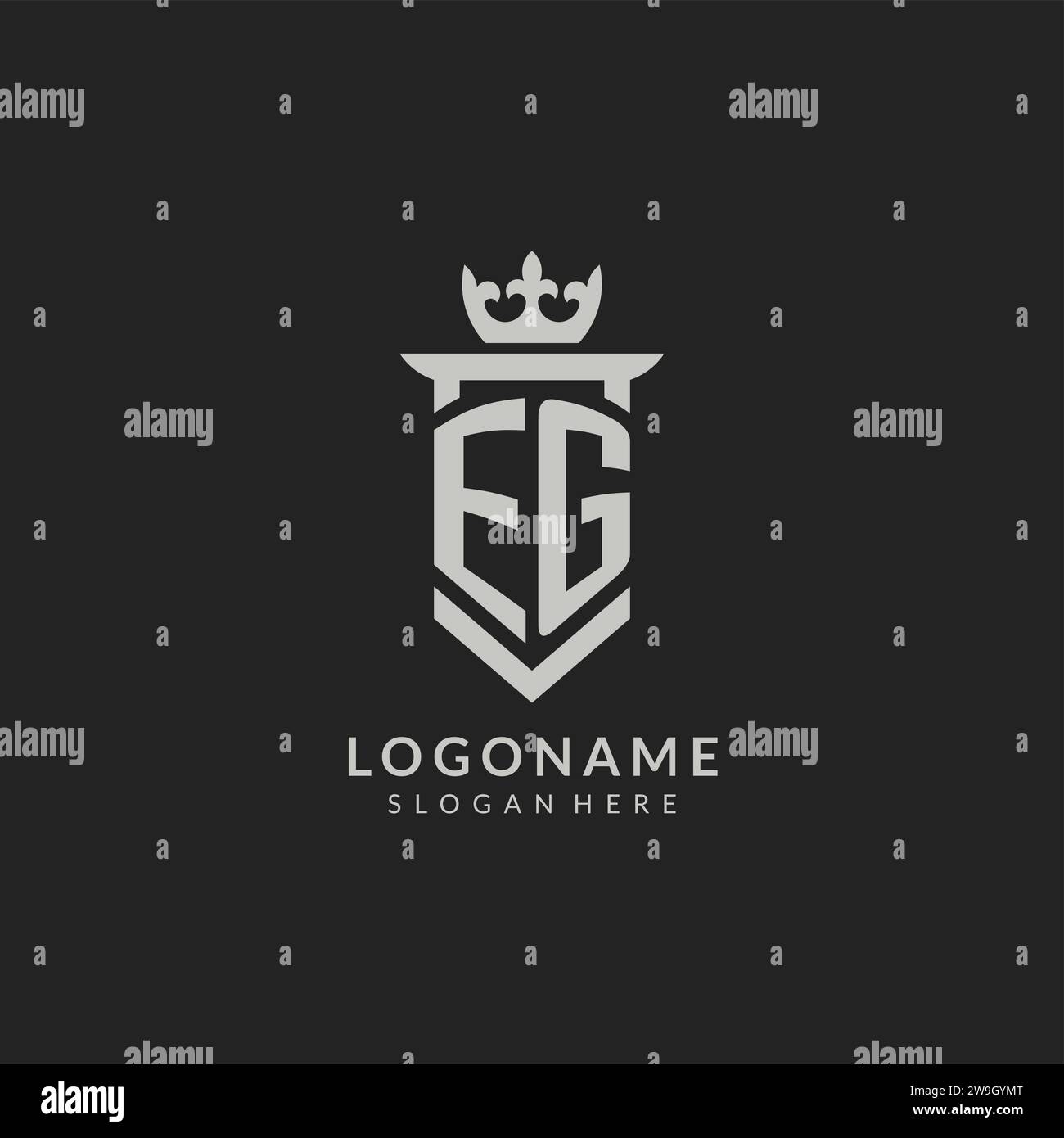 Initial EG shield and crown logo style vector graphic Stock Vector ...