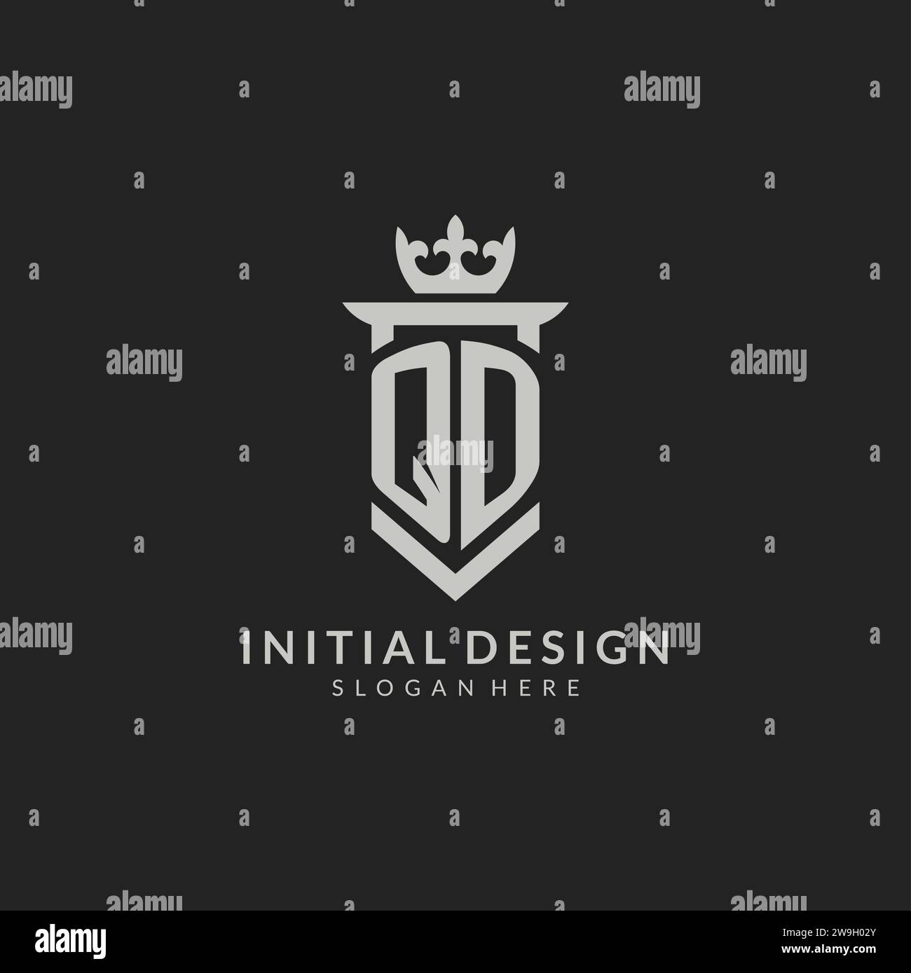 Initial QD shield and crown logo style vector graphic Stock Vector ...