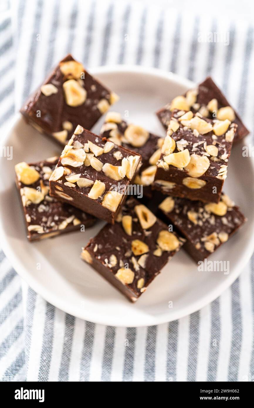 Chocolate hazelnut fudge Stock Photo - Alamy