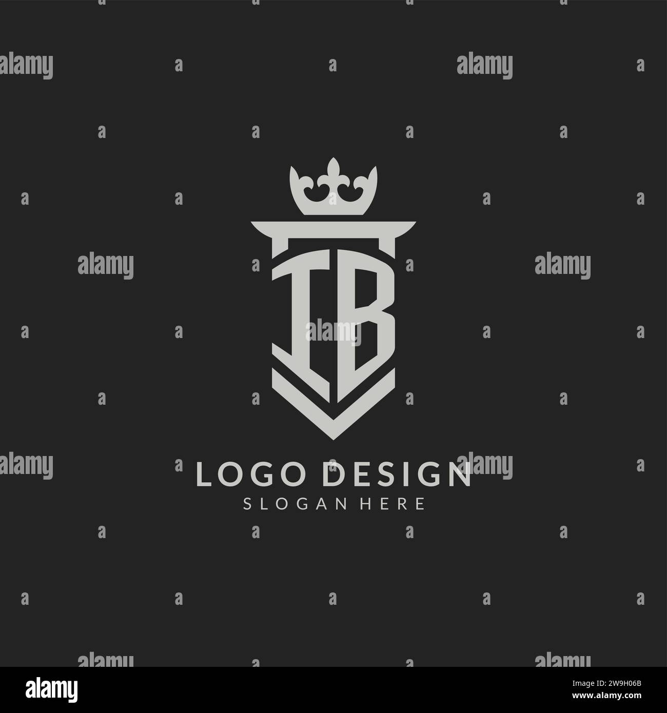 Initial IB shield and crown logo style vector graphic Stock Vector ...