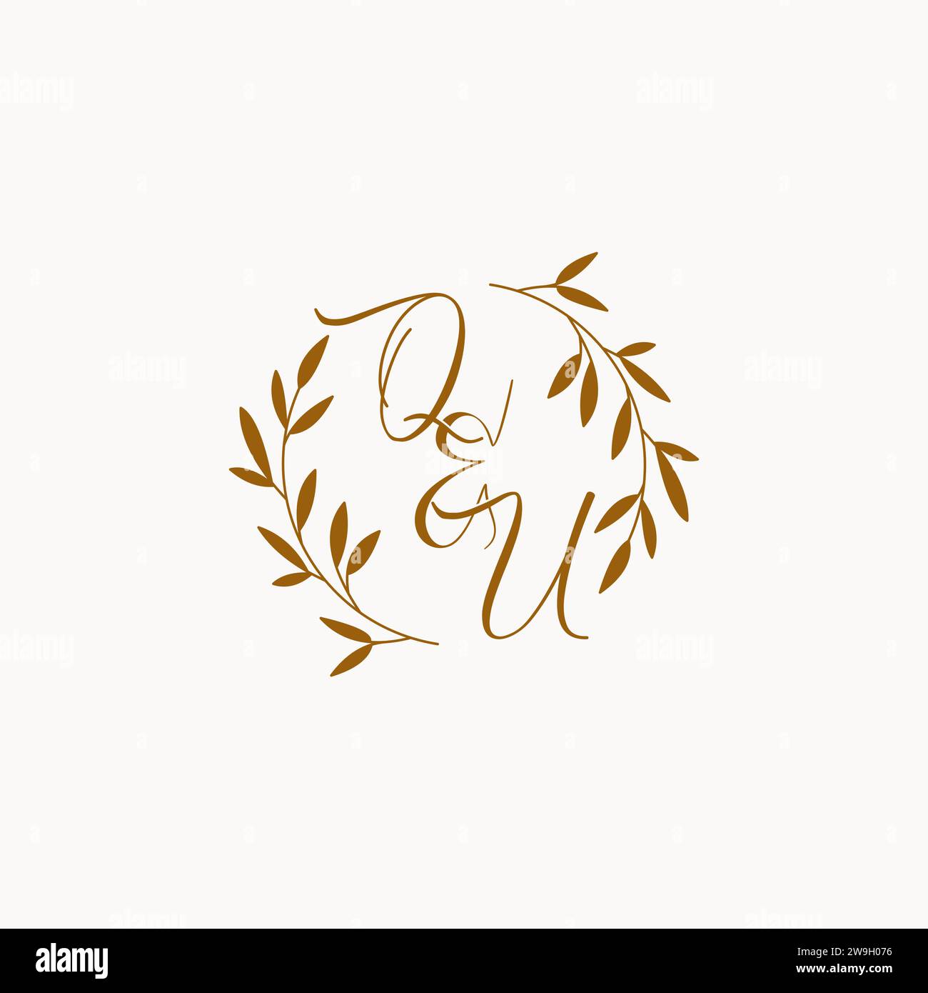 QU initial wedding monogram logo design Stock Vector