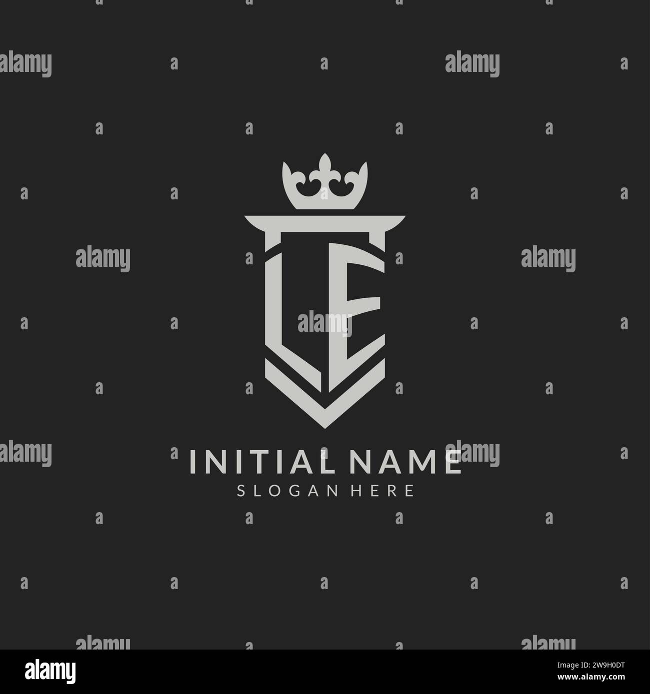 Initial LE shield and crown logo style vector graphic Stock Vector ...