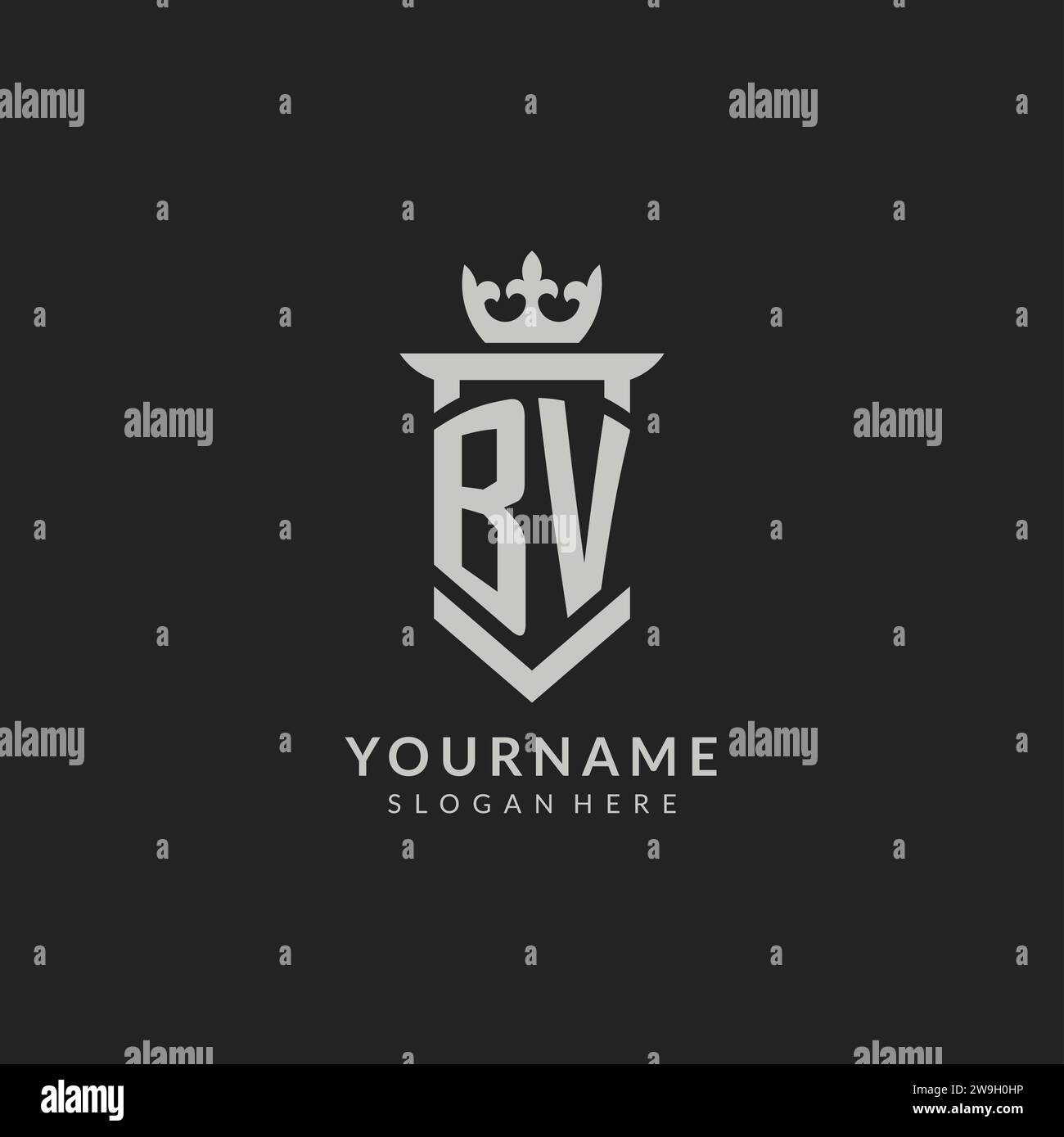 Initial BV Shield And Crown Logo Style Vector Graphic Stock Vector ...