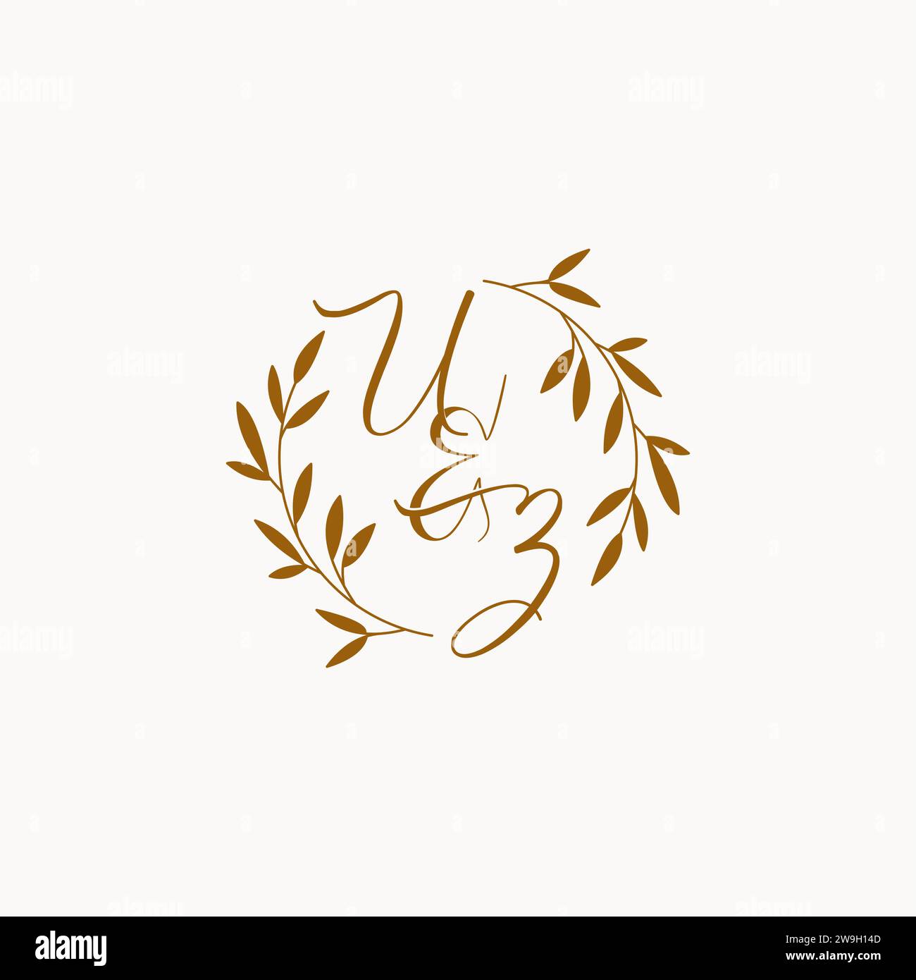 UZ initial wedding monogram logo design Stock Vector