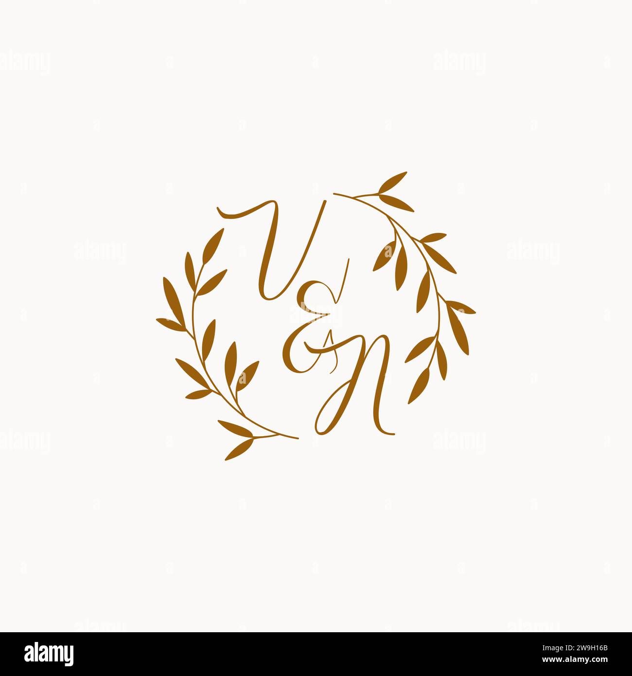 VN initial wedding monogram logo design Stock Vector