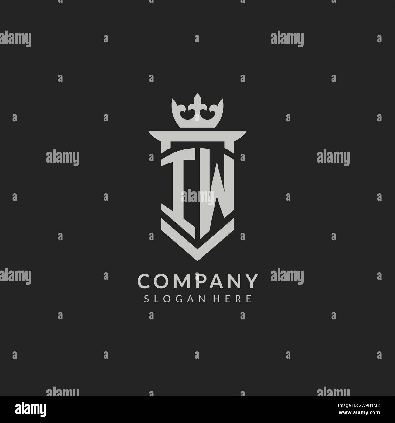 Initial IW shield and crown logo style vector graphic Stock Vector ...