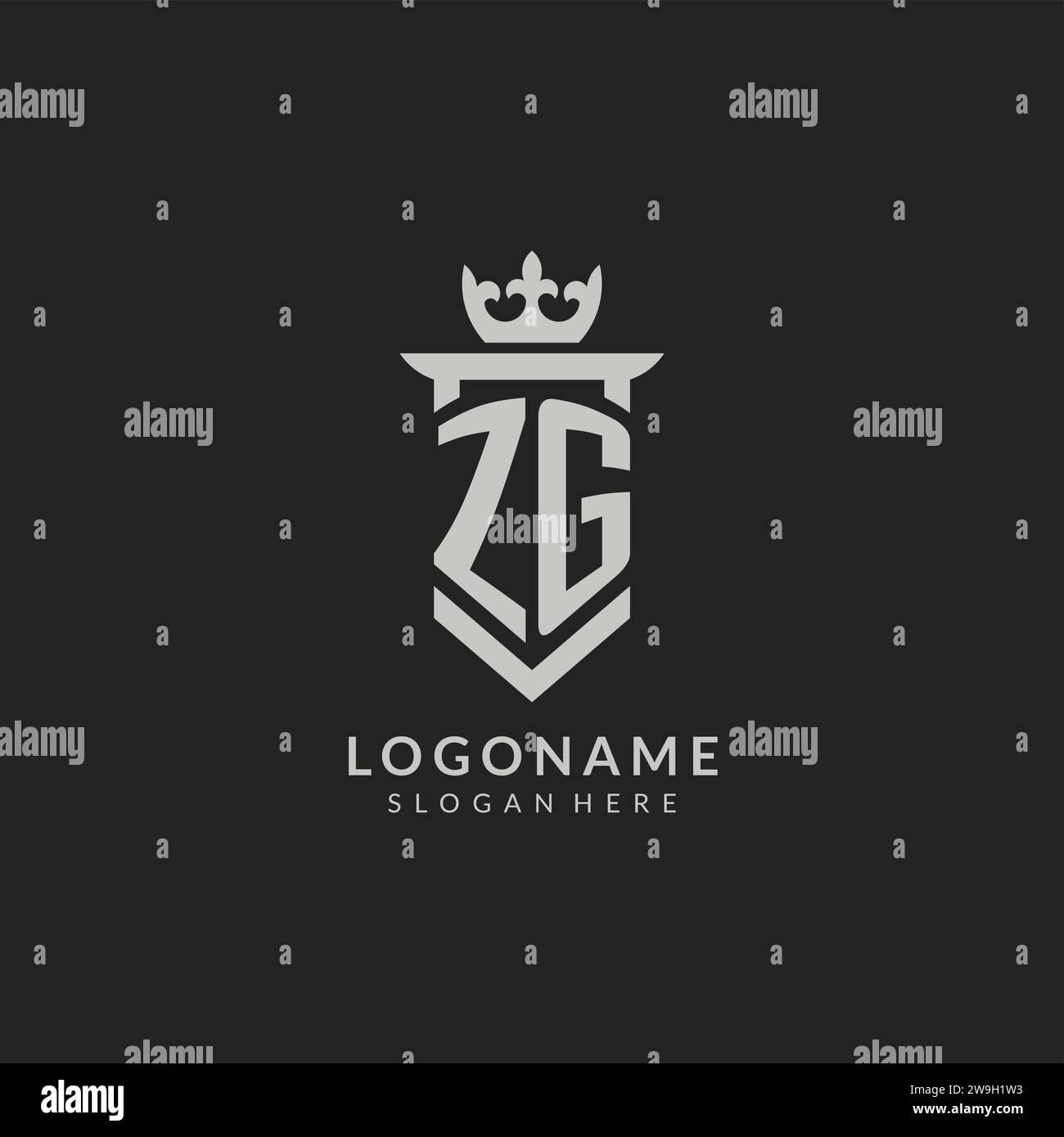 Initial ZG shield and crown logo style vector graphic Stock Vector ...