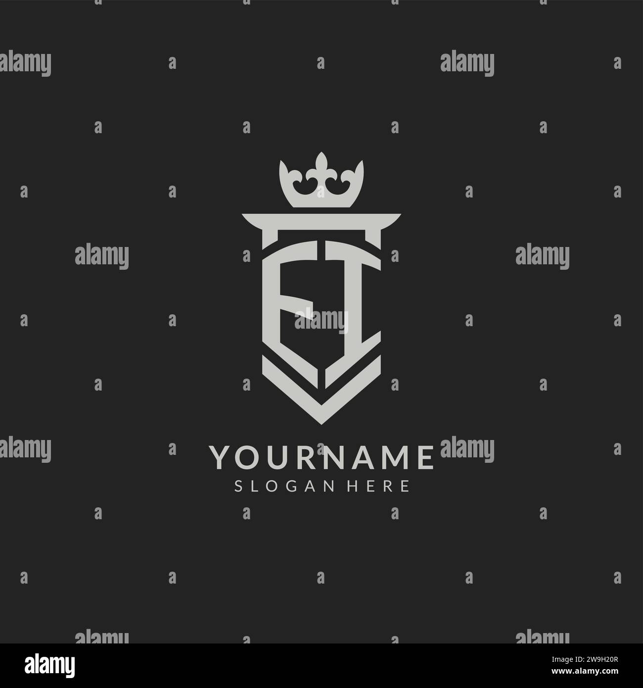 Initial EI shield and crown logo style vector graphic Stock Vector ...